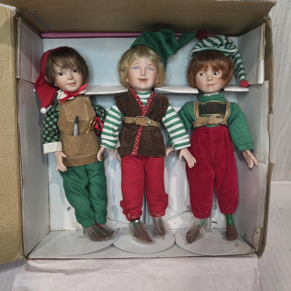 Paradise Galleries Naughty Playful Clever Elves Porcelain Doll-aprox 8"